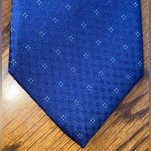Calvin Klein Navy Men’s Tie Solid Navy / Pin Dots Micro Check Necktie Elegant